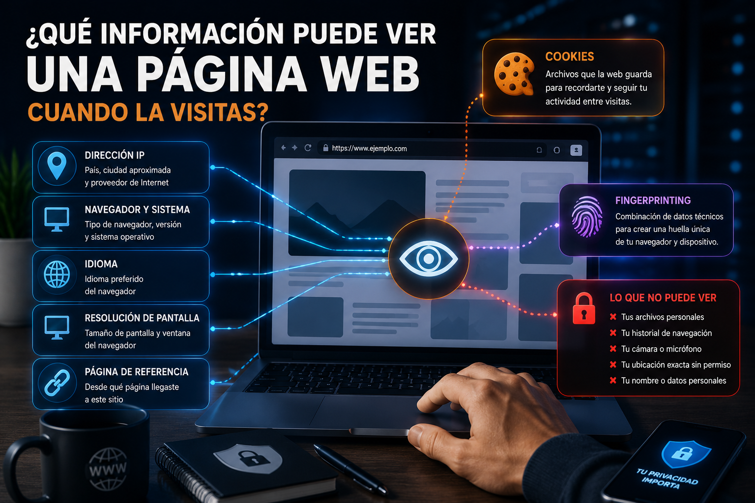 Qué información puede ver una página web cuando la visitas.