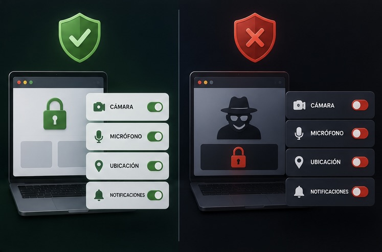 Información que una página web puede y no puede ver sobre un usuario.