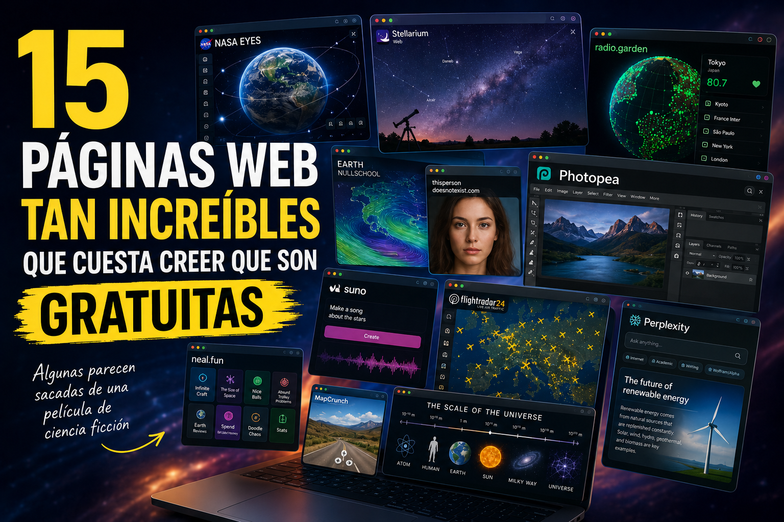 15 páginas web increíbles y gratuitas que parecen ciencia ficción.