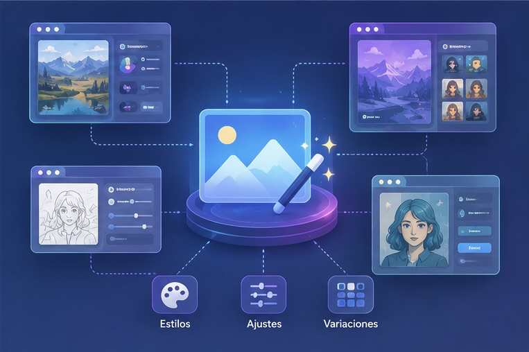 Iconos de distintas herramientas de generación de imágenes con IA
