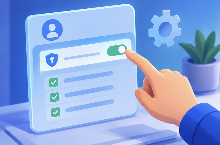 Mano activando la verificación en dos pasos en la pantalla de configuración de una cuenta
