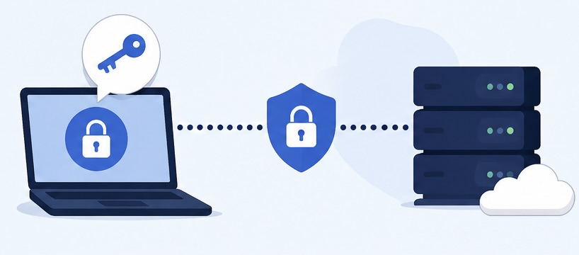 Esquema simplificado de cifrado zero-knowledge entre dispositivo y servidor