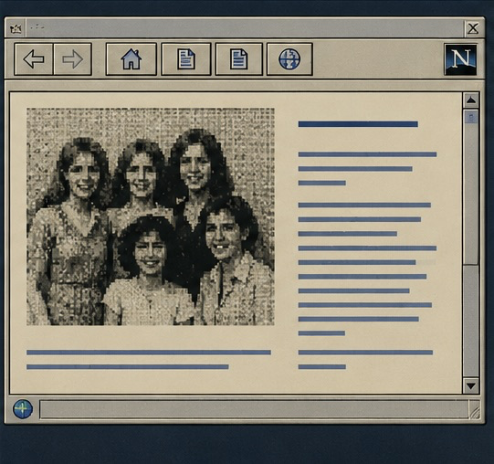 Recreacion pixelada de la primera fotografia publicada en la web en 1992