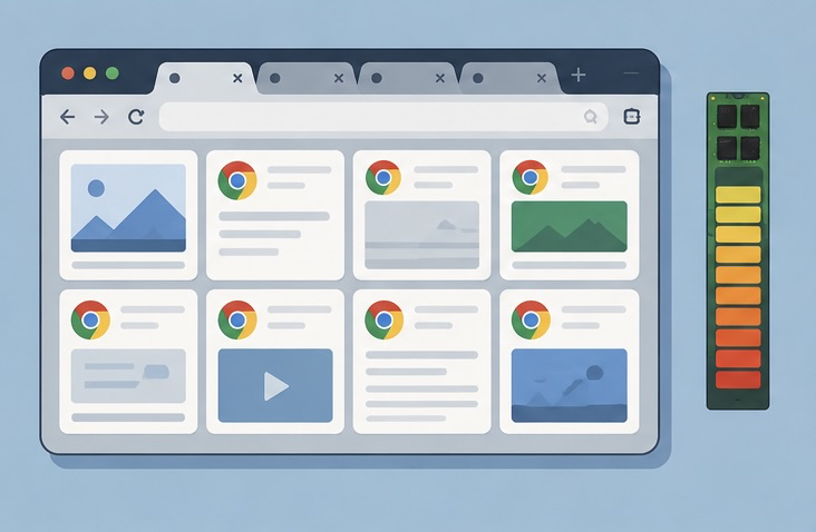Administrador de tareas mostrando múltiples procesos de Chrome consumiendo memoria