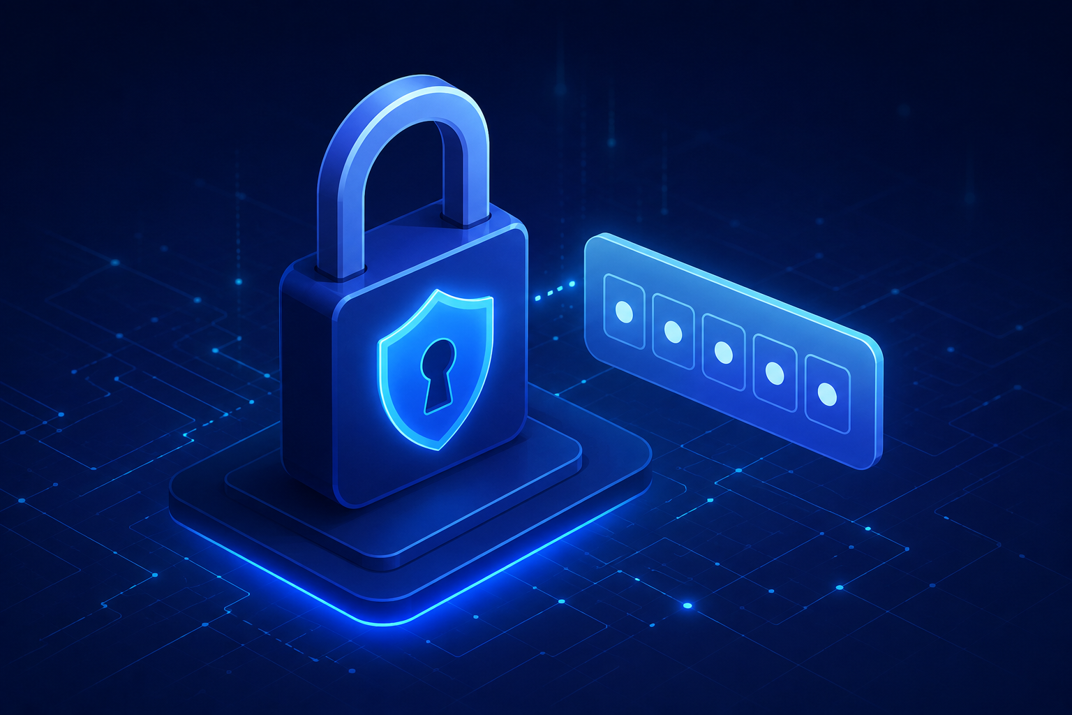 Candado digital con un código de verificación flotando junto a él